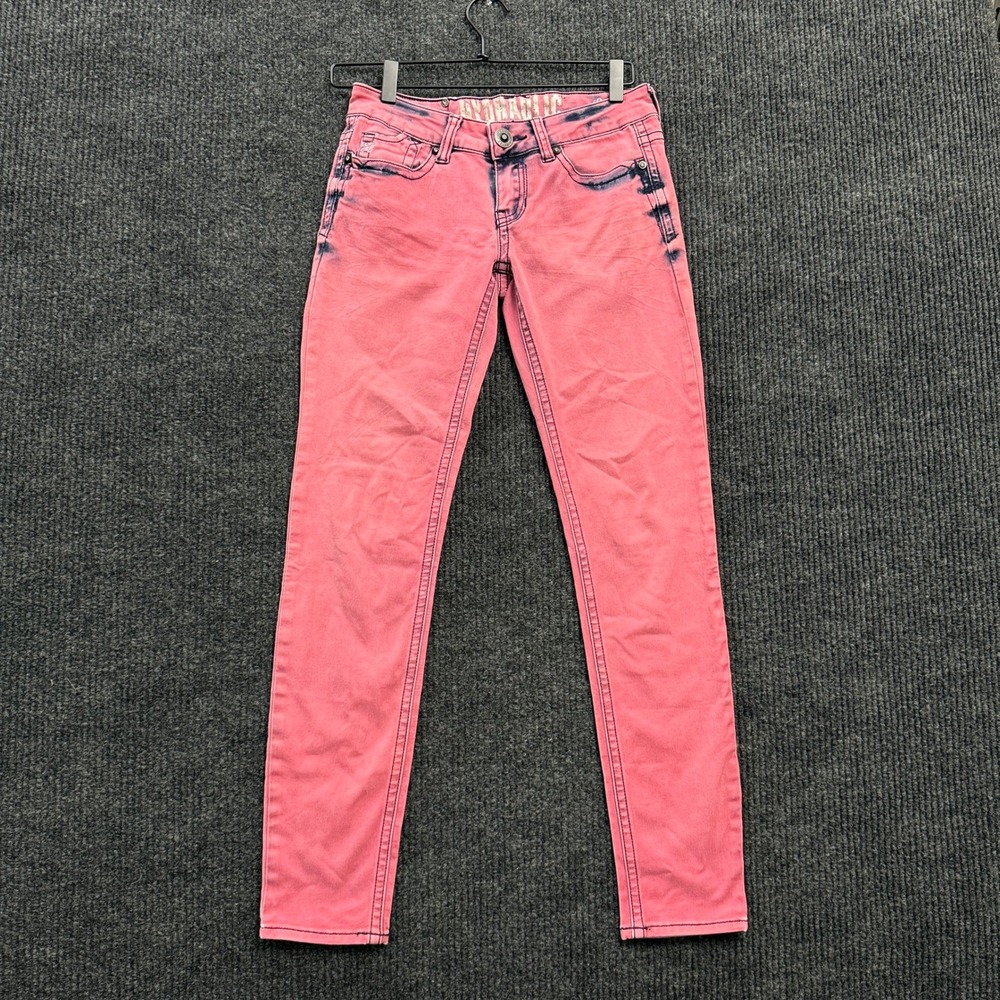 Hydraulic Bailey Super Skinny Jeans Womens 5/6 Pink Acid Wash Stretch Y2K